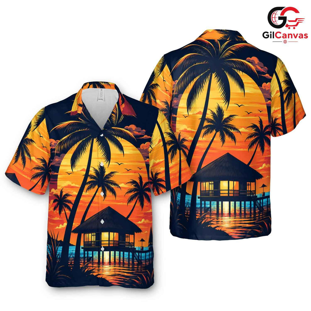 Sunset Beach Hawaiian Shirt, Men Beachwear Perfect for Summer Vacations