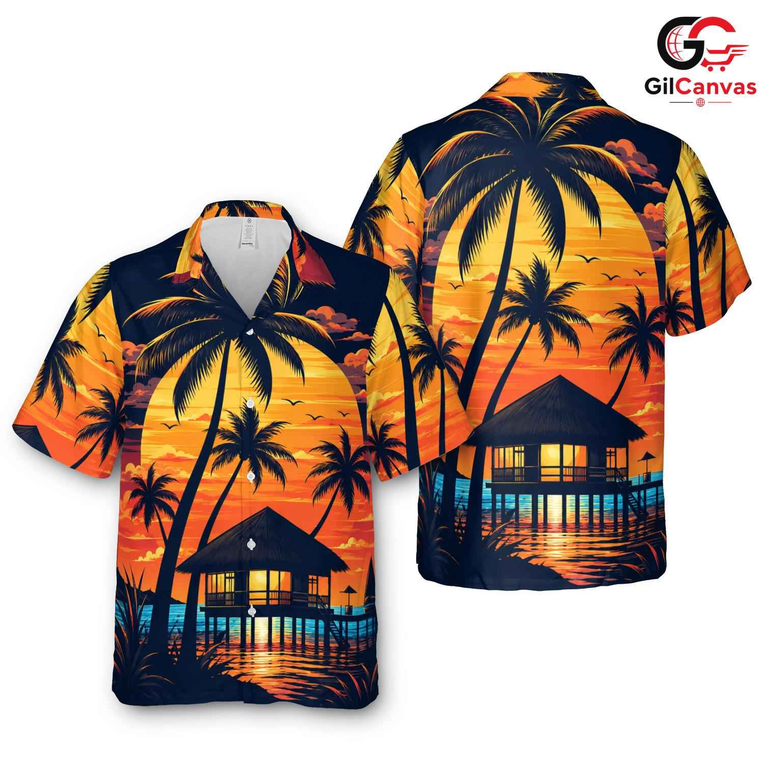 Sunset Beach Hawaiian Shirt, Men Beachwear Perfect for Summer Vacations