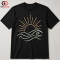 Sunset Waves Beach T-Shirt Summer Fun Vacation Casual Wear Unisex Graphic Tee