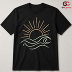Sunset Waves Beach T-Shirt Summer Fun Vacation Casual Wear Unisex Graphic Tee