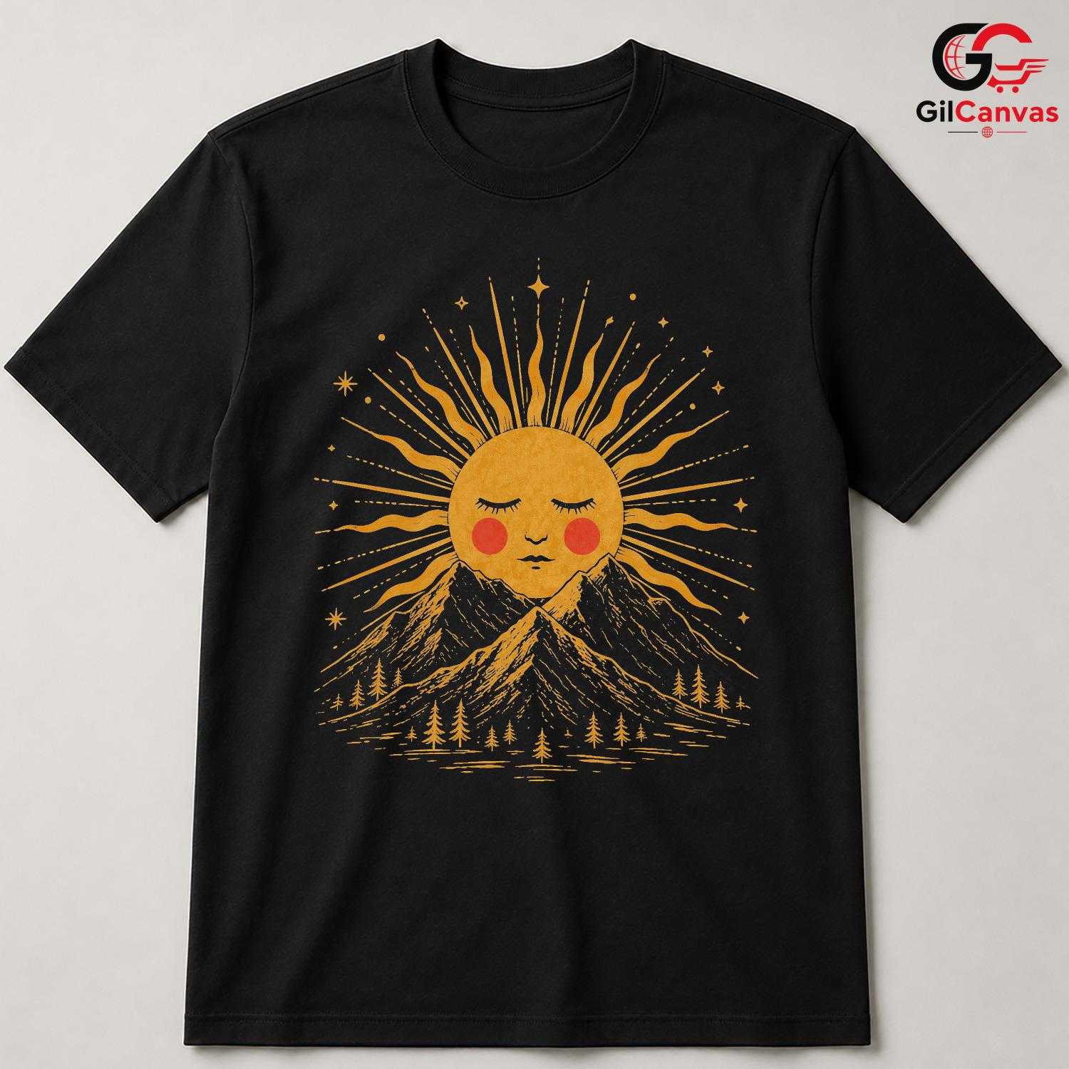 Sunshine Mountain Graphic T-Shirt Nature Adventure Unisex Personalized Tee