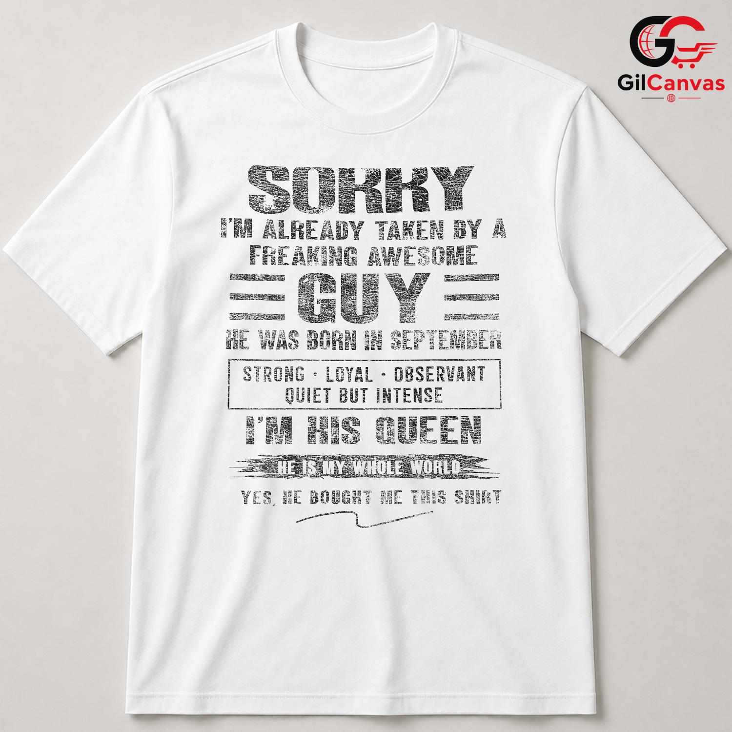 Taken By Awesome Guy Fall Tee Unisex September Birthday Relationship Gift