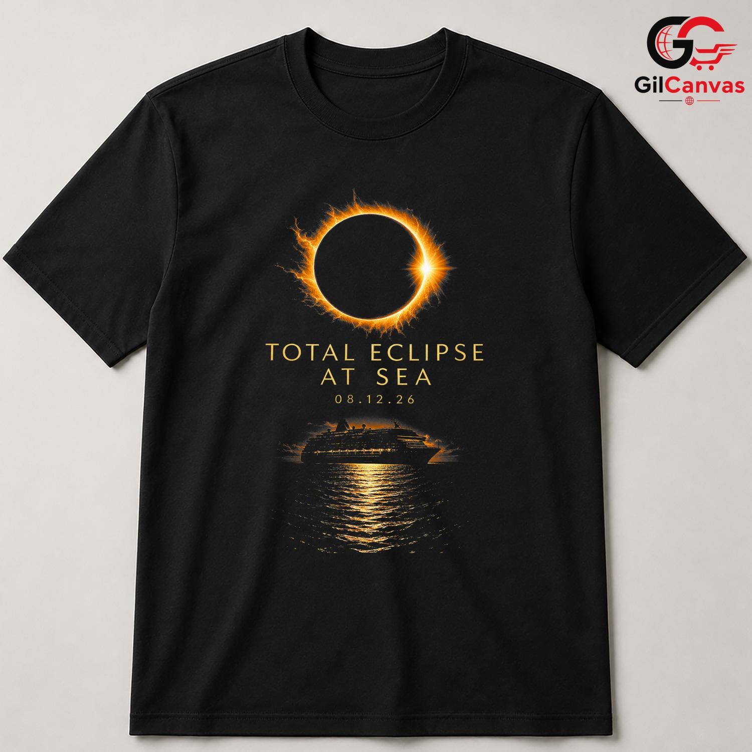 Total Eclipse At Sea Tee Shirt Unisex Astronomy Lover Perfect Gift Adults