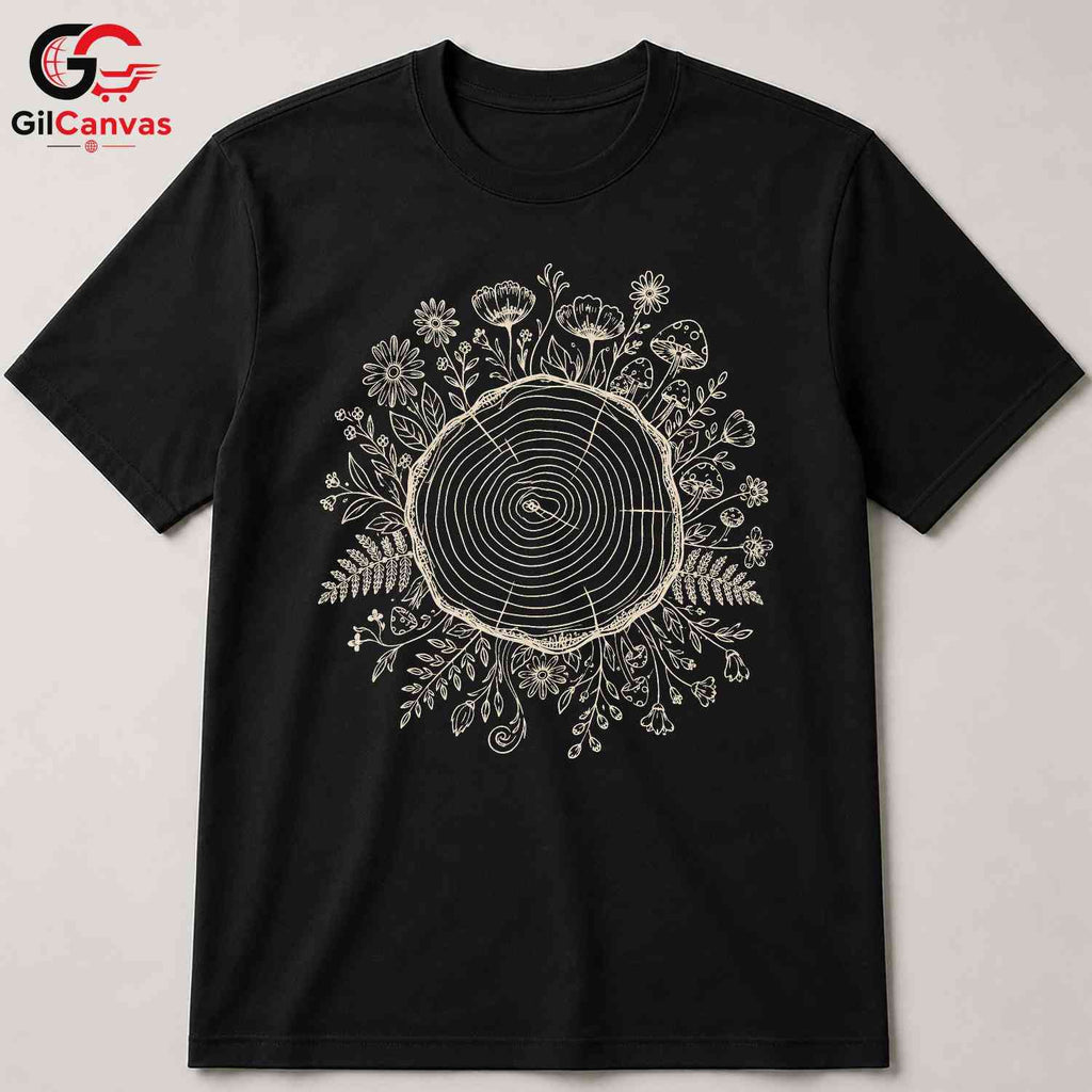 Tree Ring Nature T-Shirt Unisex Custom Print Forest Lover Graphic Casual Shirt