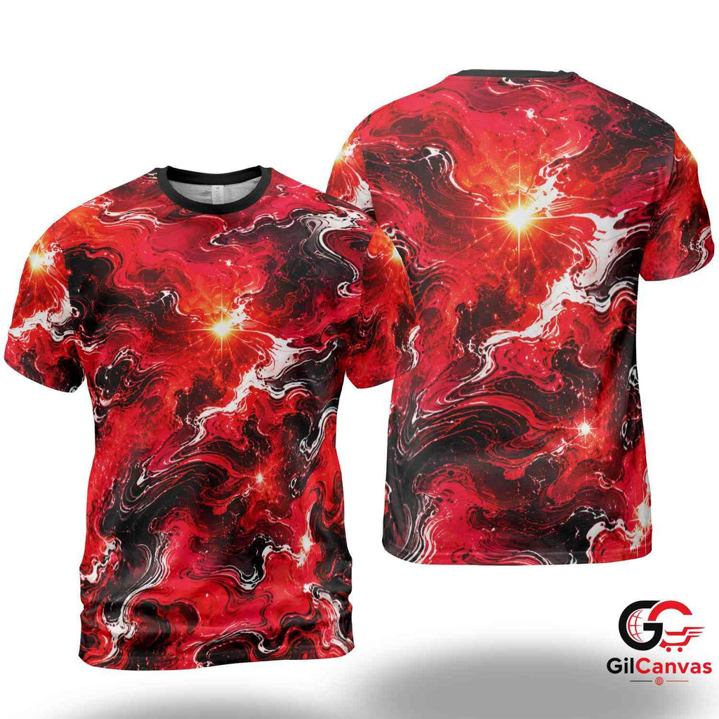 Trendy Abstract 3D T-Shirt, Cool Unisex Halloween Fashion Tee Gift For Festive Events