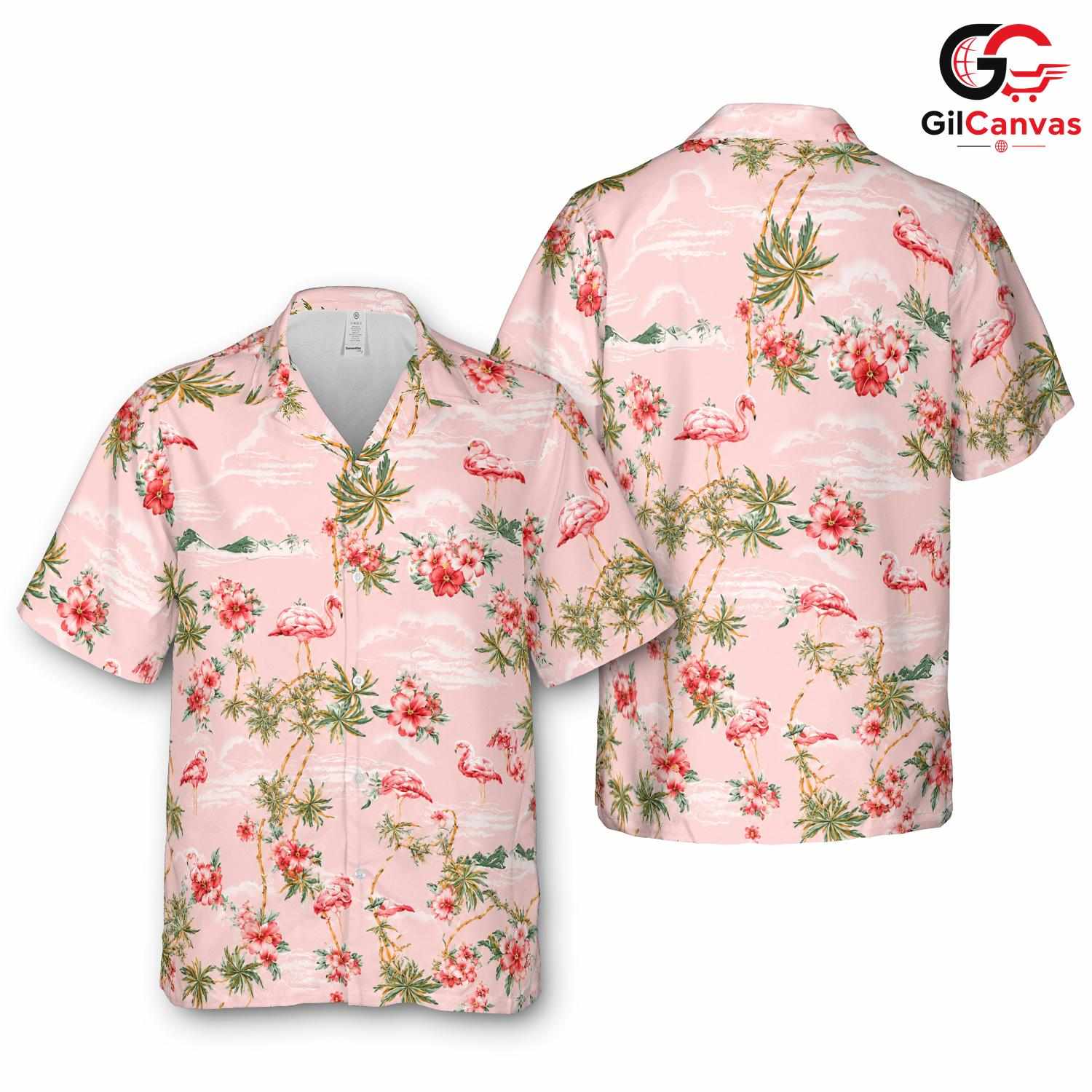 Tropical Flamingo Floral Shirt, Vibrant Unisex Fashion For Summer Vacations