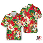 Tropical Flower Hawaiian Shirt For Unisex Summer Beachwear Floral Vacation Fit
