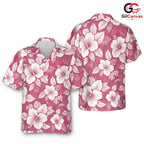 Tropical Flowers Beach Shirt, Trendy Men Floral Design Summer Vacation Tee