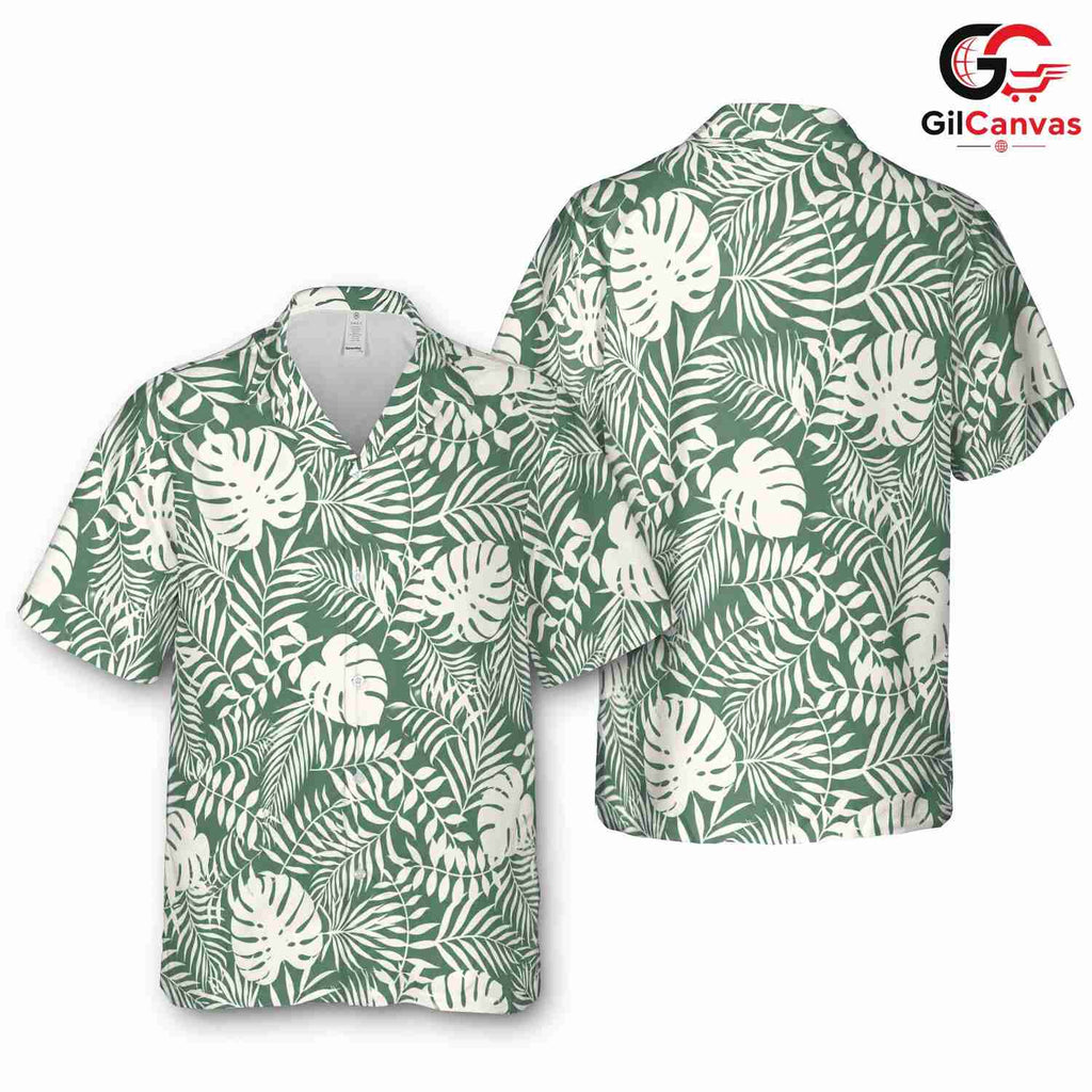 Tropical Leaf Print Shirt Women, Elegant Summer Style For Beach Vacations