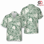 Tropical Leaf Print Shirt Women, Elegant Summer Style For Beach Vacations