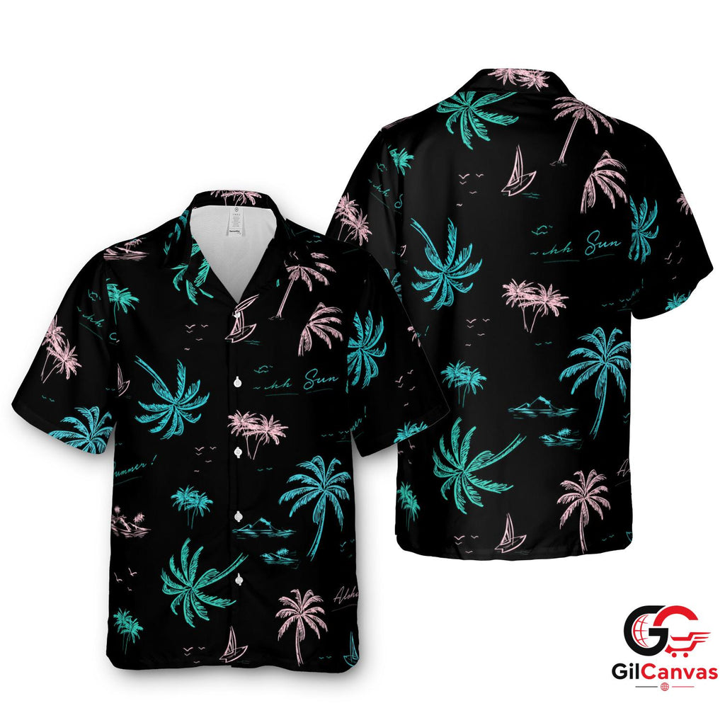 Tropical Palm Hawaiian Shirt For Summer Vacation Perfect Men Beach Apparel