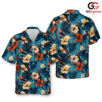 Vibrant Floral Hawaiian Shirt, Tropical Beach Vacation Unisex Summer Style