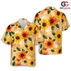 Vibrant Sunflower Floral Shirt, Unisex Tropical Beach Wear For Summer Season