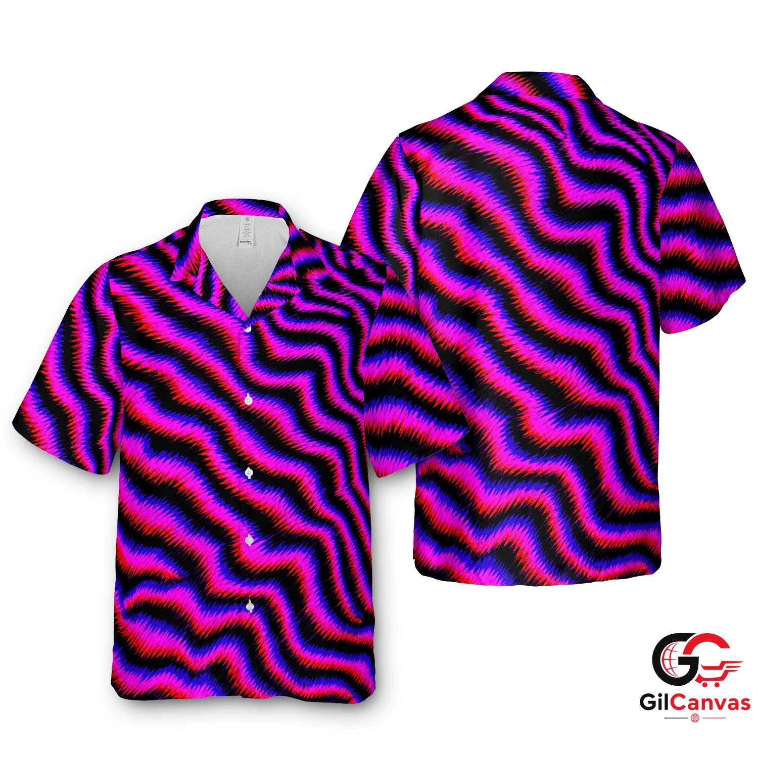 Vibrant Wavy Tee Hawaiian Shirt For Summer Beach Wear Unisex Casual Apparel