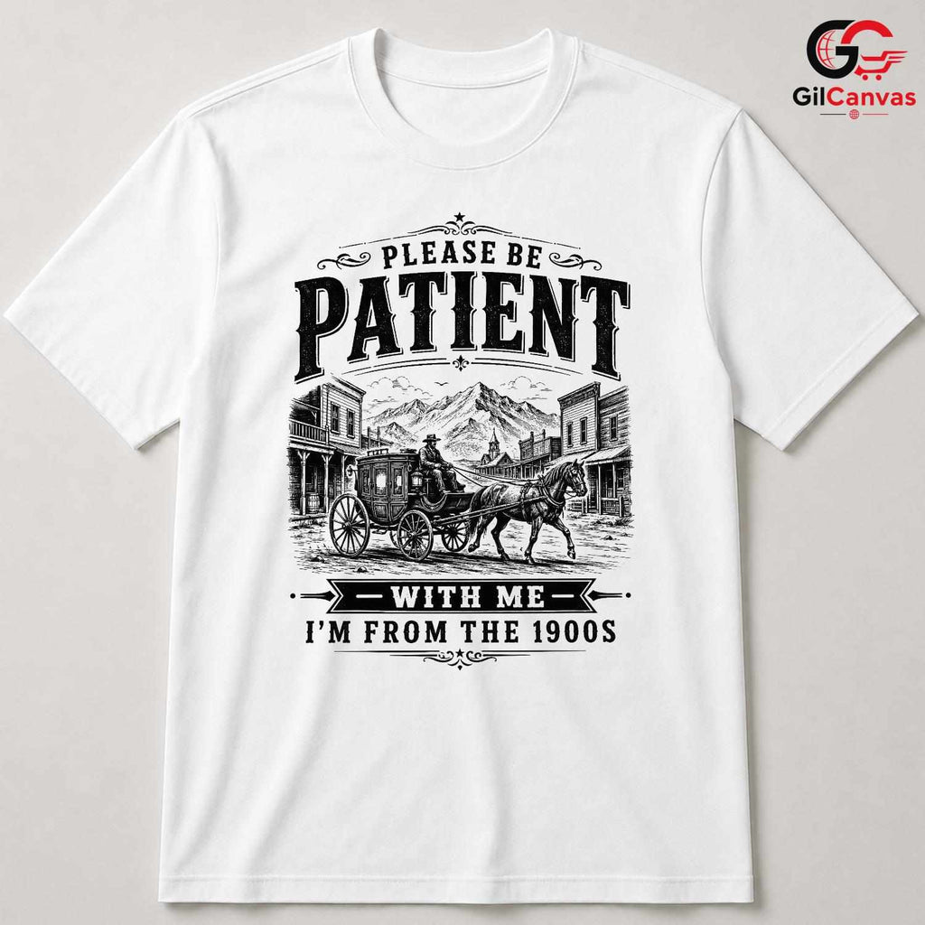 Vintage Stagecoach Art T-Shirt Humorous Western History Unisex Retro Gift Tee
