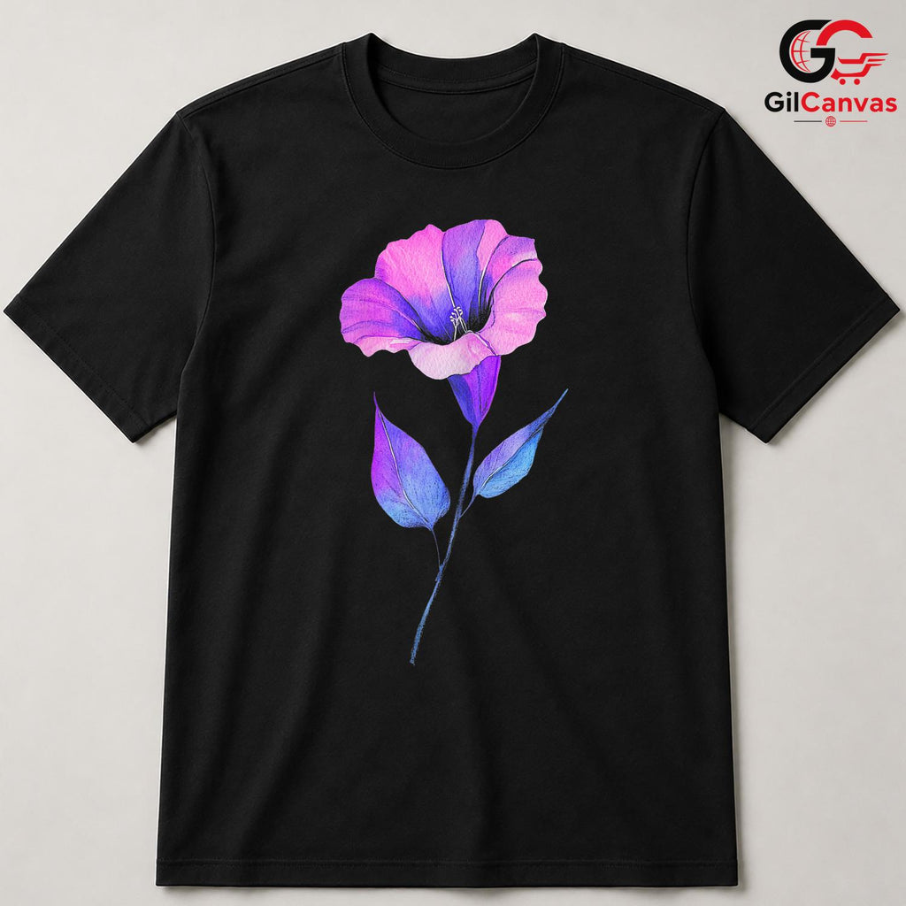 Watercolor Flower Art T-Shirt Unisex Purple Pink Botanical Garden Design