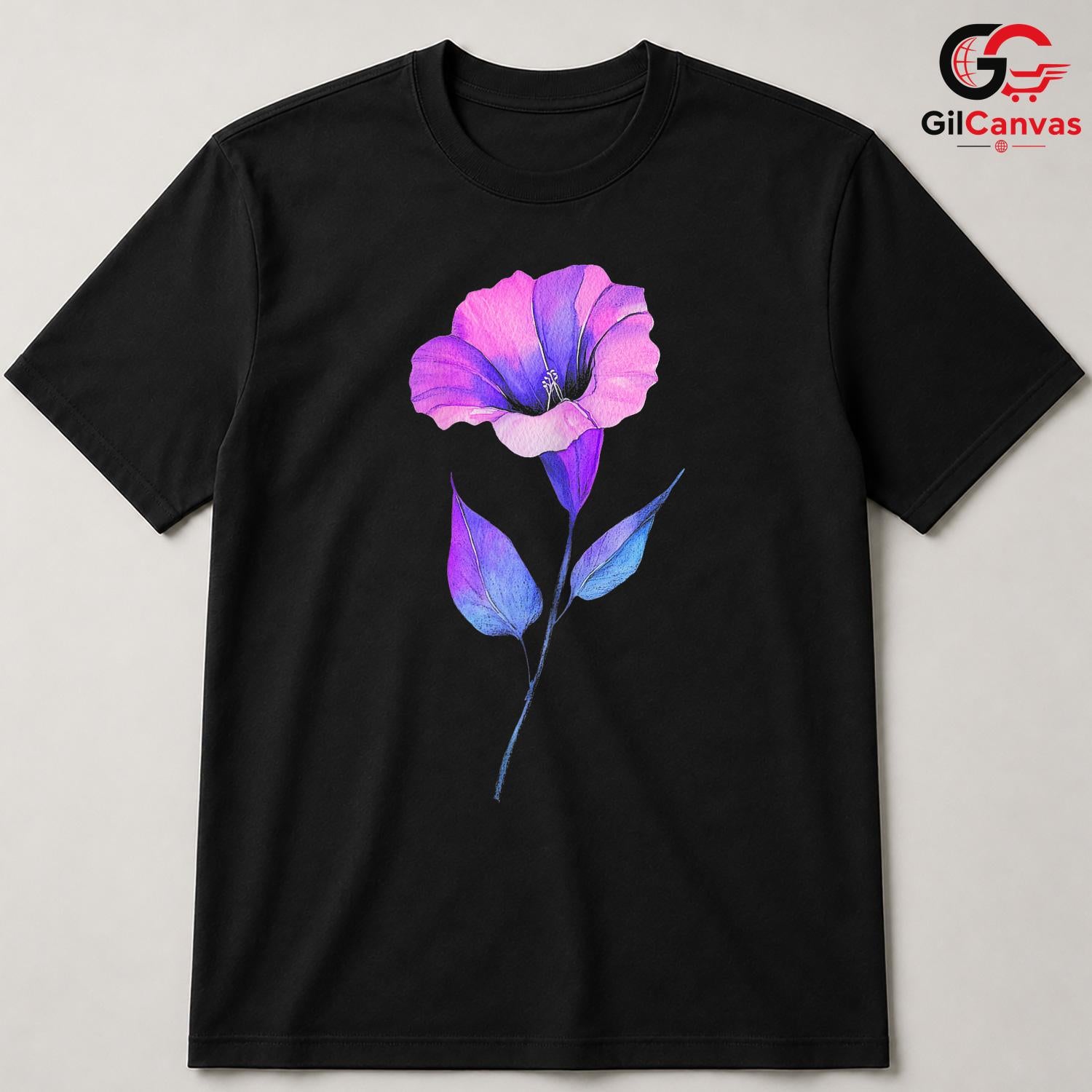 Watercolor Flower Art T-Shirt Unisex Purple Pink Botanical Garden Design