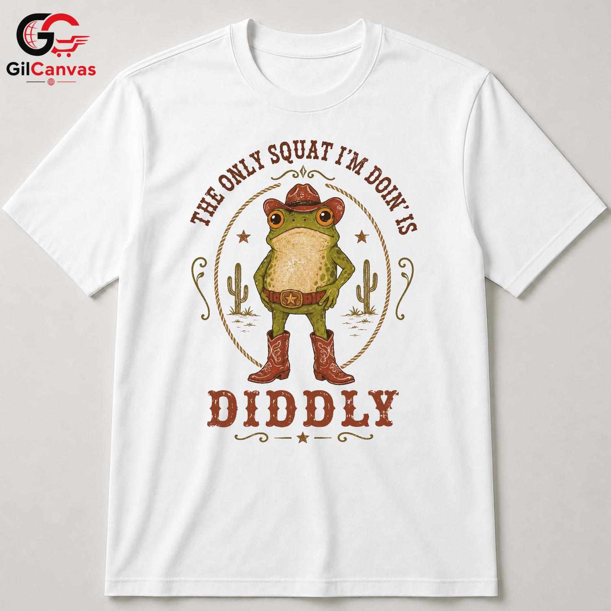 Western Cowboy Frog T-Shirt Men Women Animal Lover Country Theme Fun Tee Gift