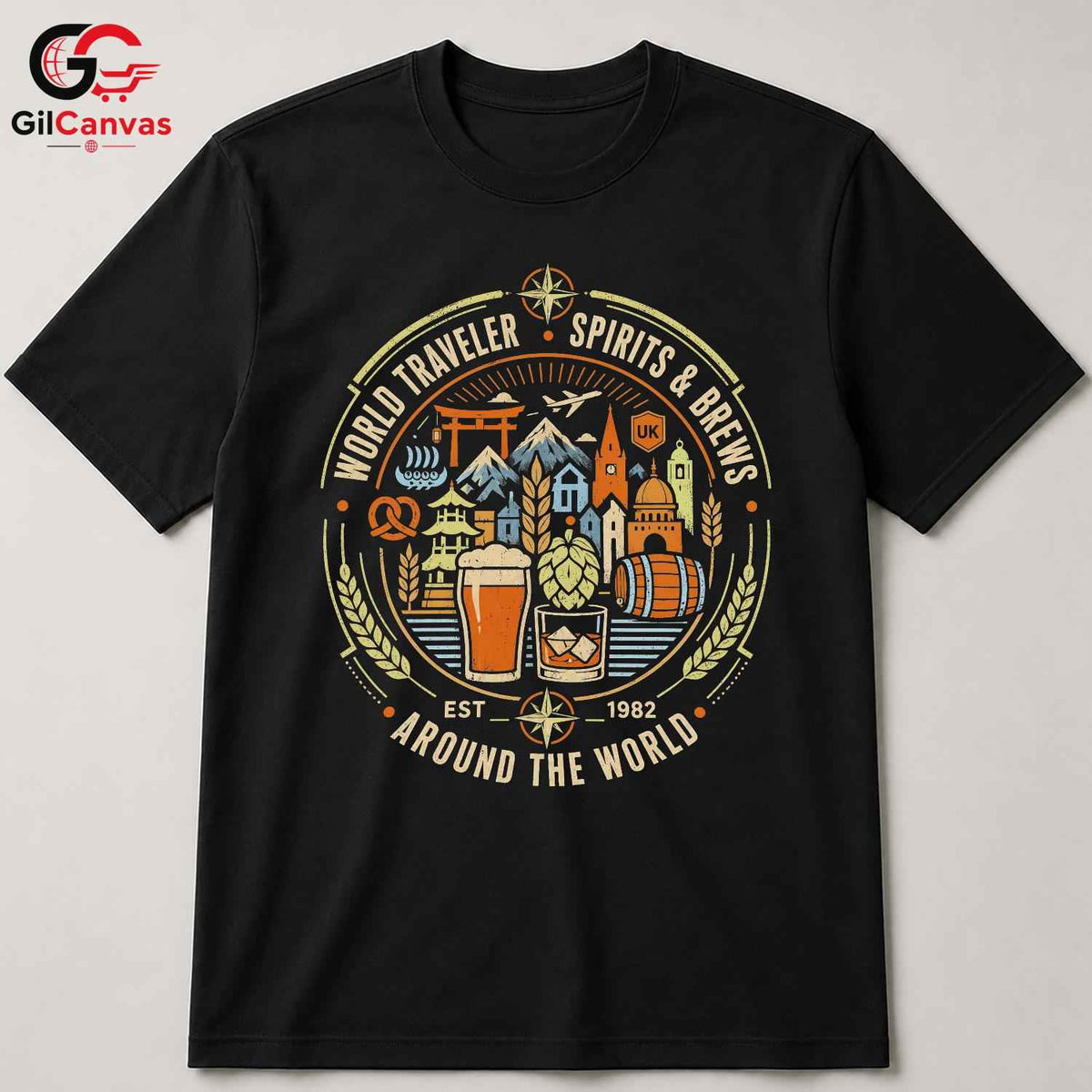 World Traveler Beer T-Shirt Unisex International Adventure Fun Graphic Apparel