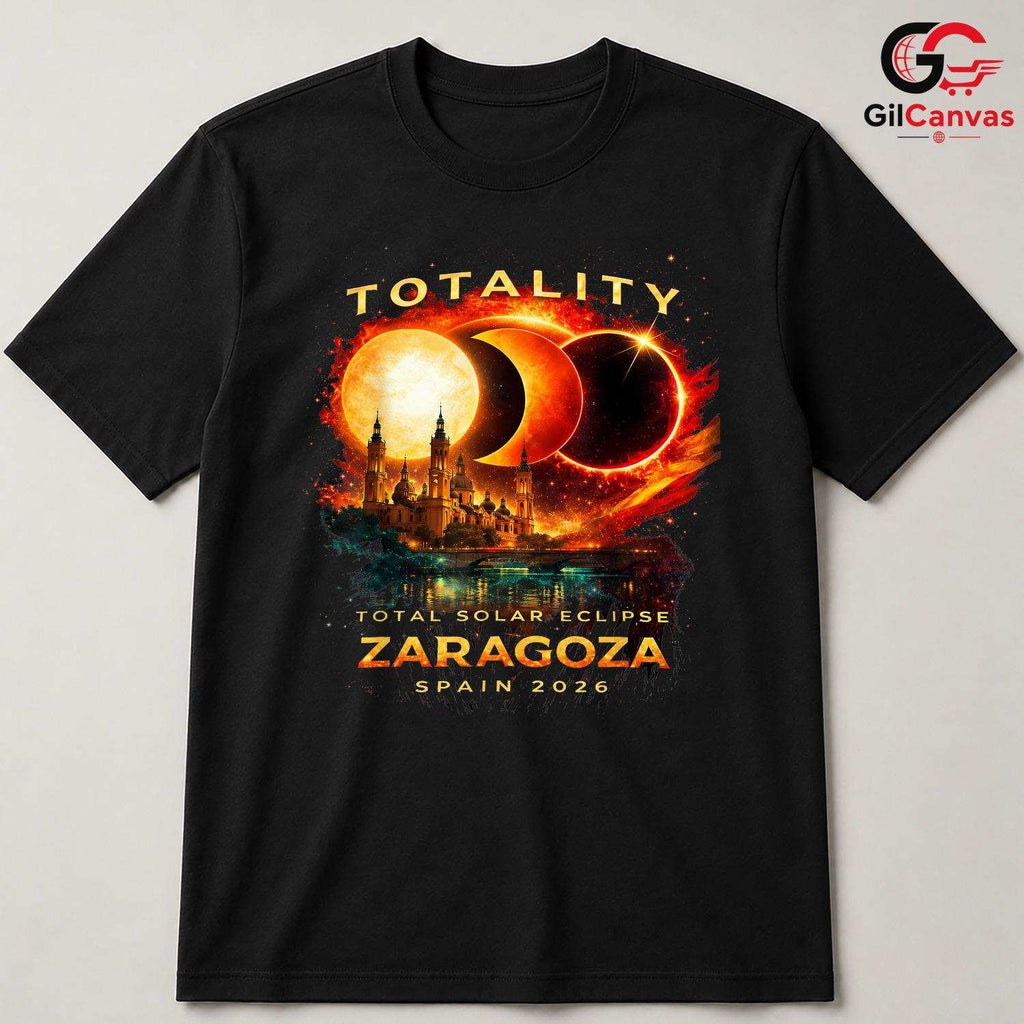 Zaragoza Spain Eclipse T-Shirt Unisex Total Solar 2026 Astronomy Gift