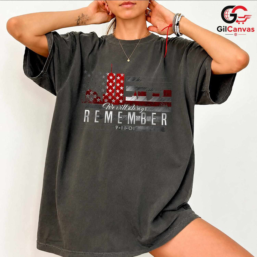 9-11 Memorial Remember Tee Shirt Unisex Patriotic Adult Gift For September Event