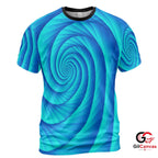 Abstract Spiral Art 3D T-Shirt, Unique Unisex Artist Graphic Tee For Summer