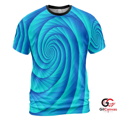 Abstract Spiral Art 3D T-Shirt, Unique Unisex Artist Graphic Tee For Summer