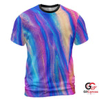 Abstract Waves 3D T-Shirt, Colorful Unisex Summer Graphic Tee For Casual Wear