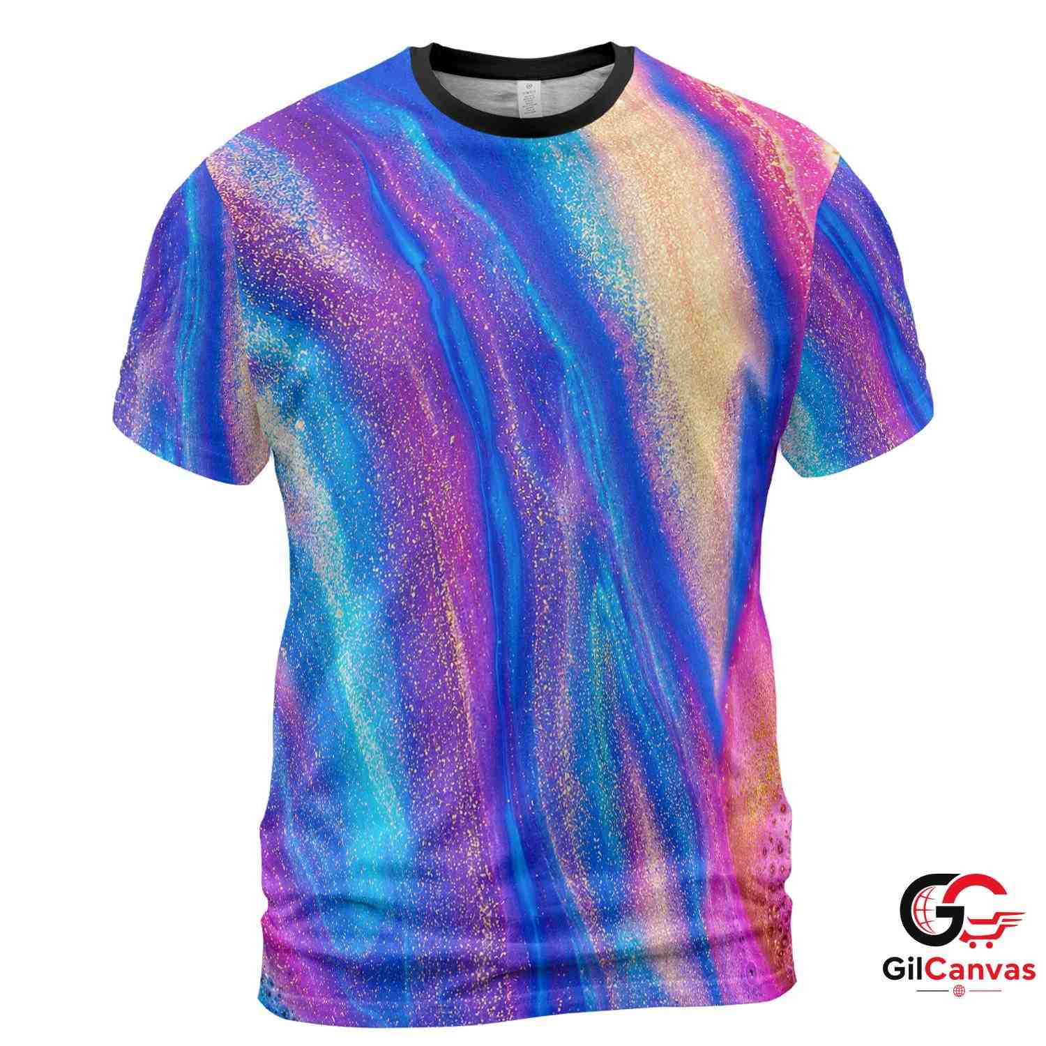 Abstract Waves 3D T-Shirt, Colorful Unisex Summer Graphic Tee For Casual Wear