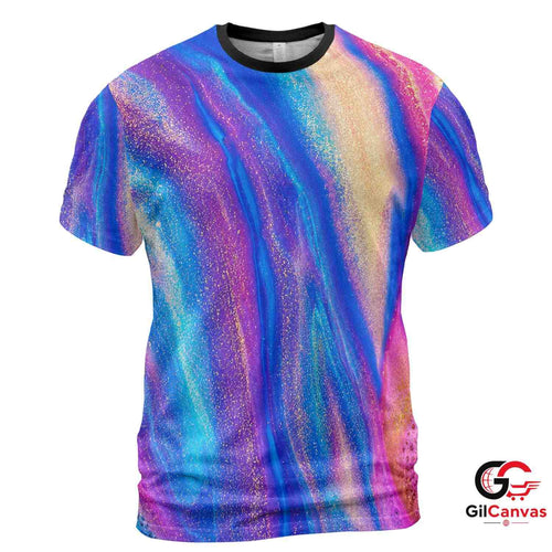 Abstract Waves 3D T-Shirt, Colorful Unisex Summer Graphic Tee For Casual Wear
