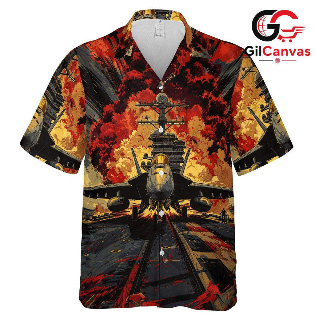 Airplane Graphic Hawaiian Tee, Casual Attire for Men Summer Beach Parties