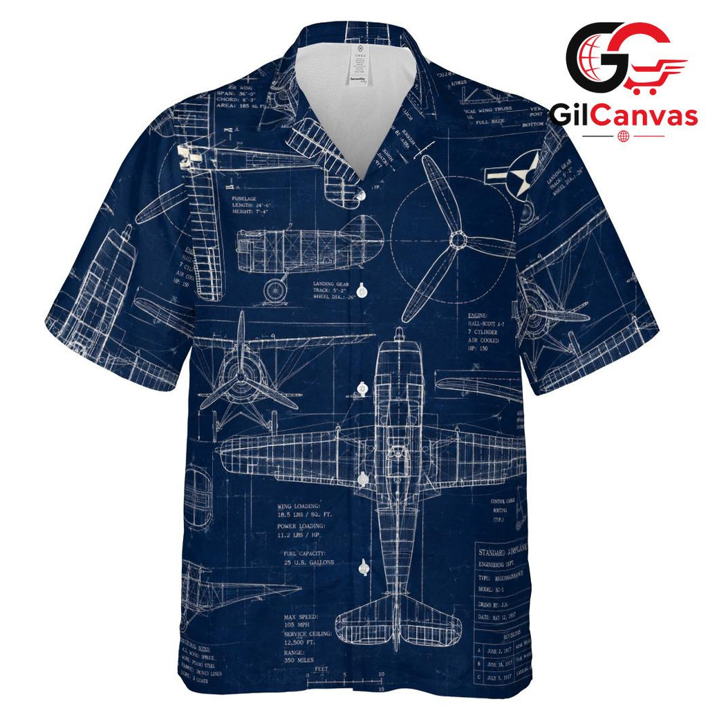 Airplane Print Hawaiian Shirt, Perfect Men Beach Vacation Summer Events
