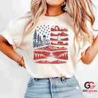 American Flag Nature Park T-Shirt Patriotic Wilderness Unisex Graphic Apparel Tee