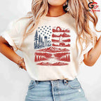 American Flag Nature Park T-Shirt Patriotic Wilderness Unisex Graphic Apparel Tee