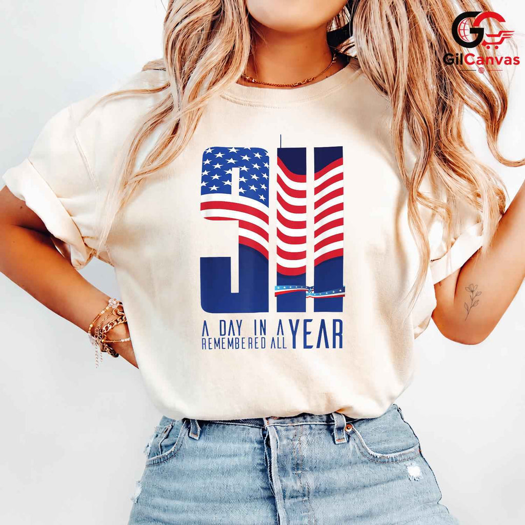 American Flag Patriot Day Tee Unisex September Memorial Remembrance Gift Tee