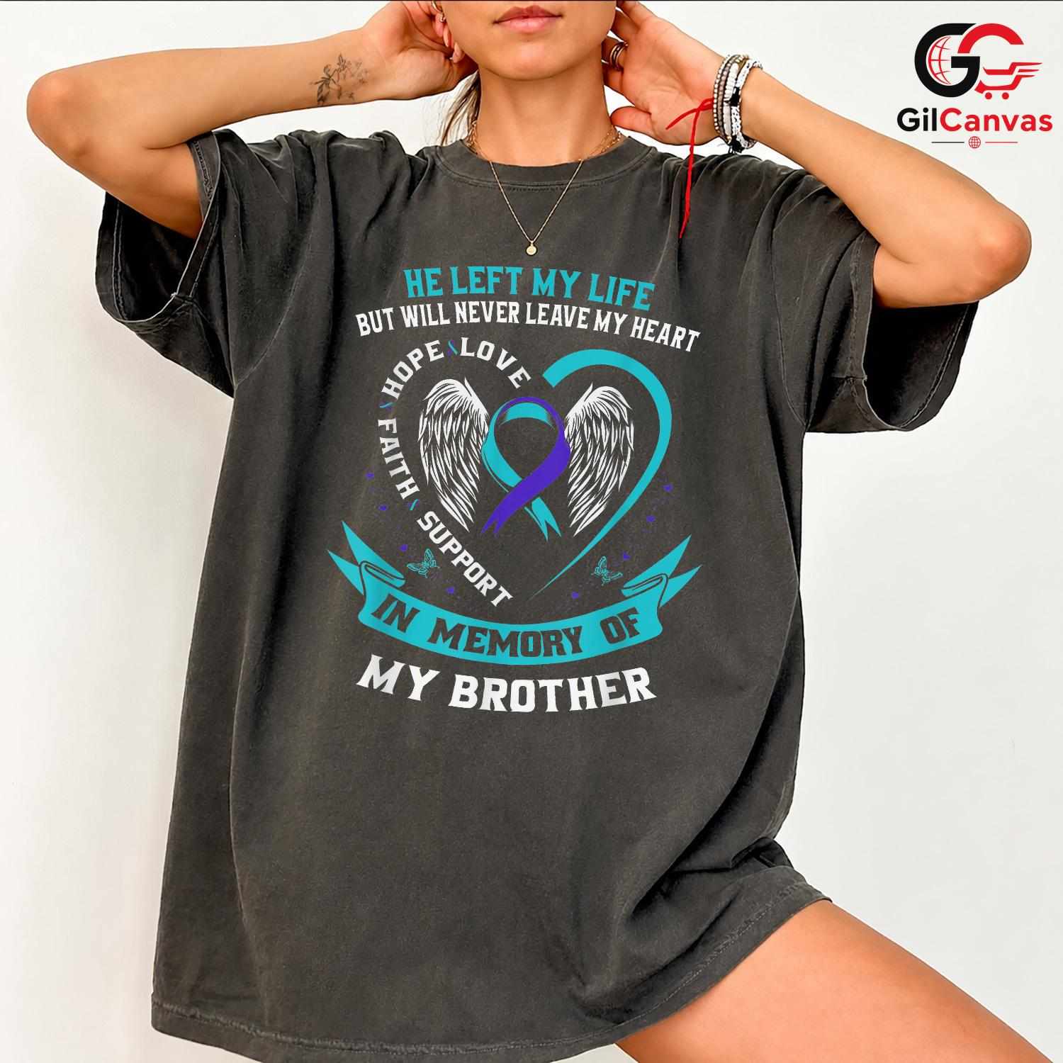 Angel Wings Heart Grieving Tee Unisex Brother Memorial Support Love Gift Tee