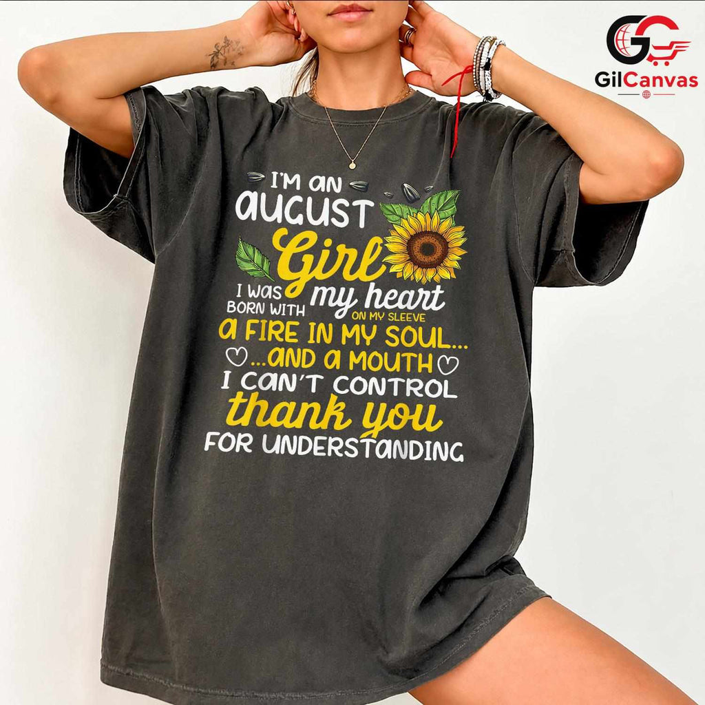 August Girl Sunflower T-Shirt Unisex Birthday Gift Idea For Women And Teens