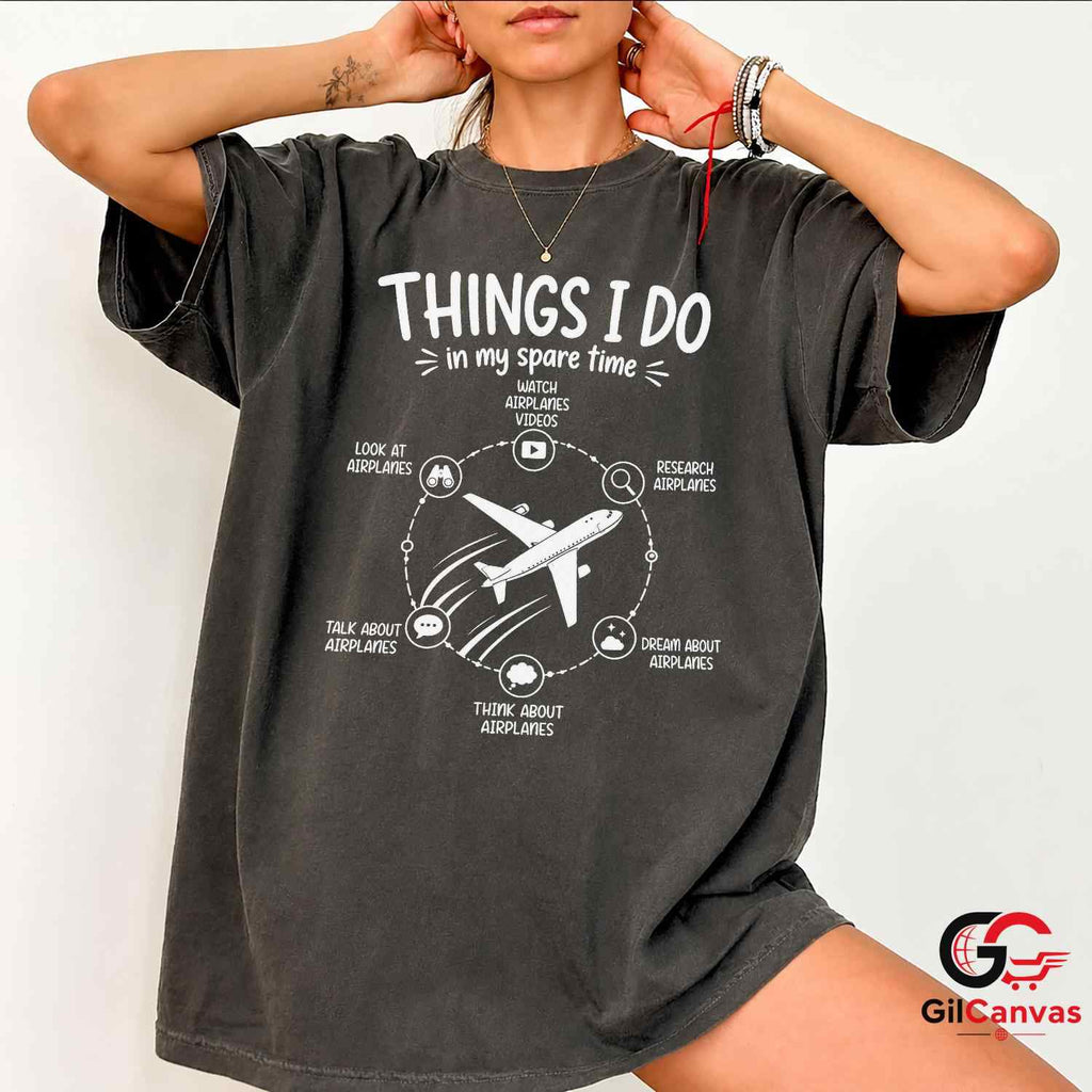 Aviation Spare Time T-Shirt Airplane Enthusiast Flying Hobby Unisex Gift Shirt