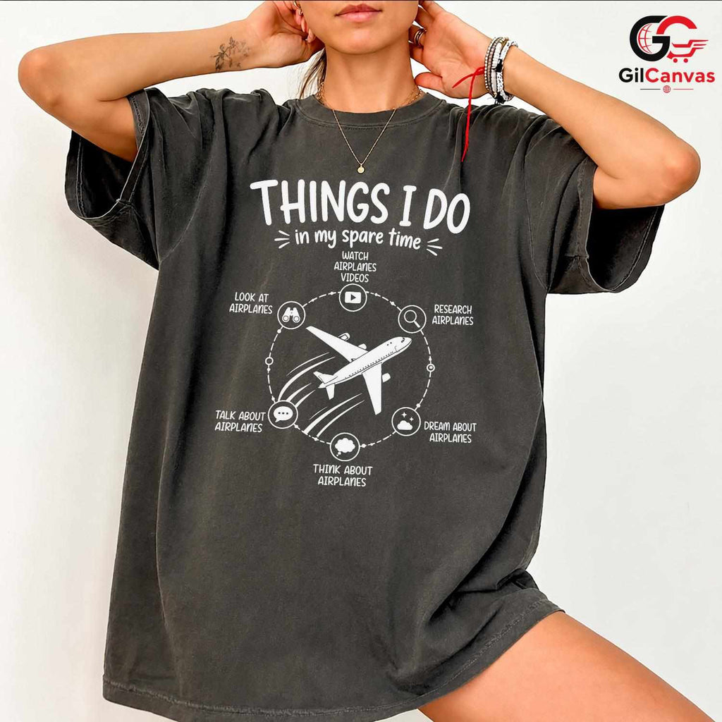 Aviation Spare Time T-Shirt Airplane Enthusiast Flying Hobby Unisex Gift Shirt