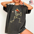 Baseball Skeleton Batter T-Shirt Unisex Funny Spooky Sports Fan Event Gift
