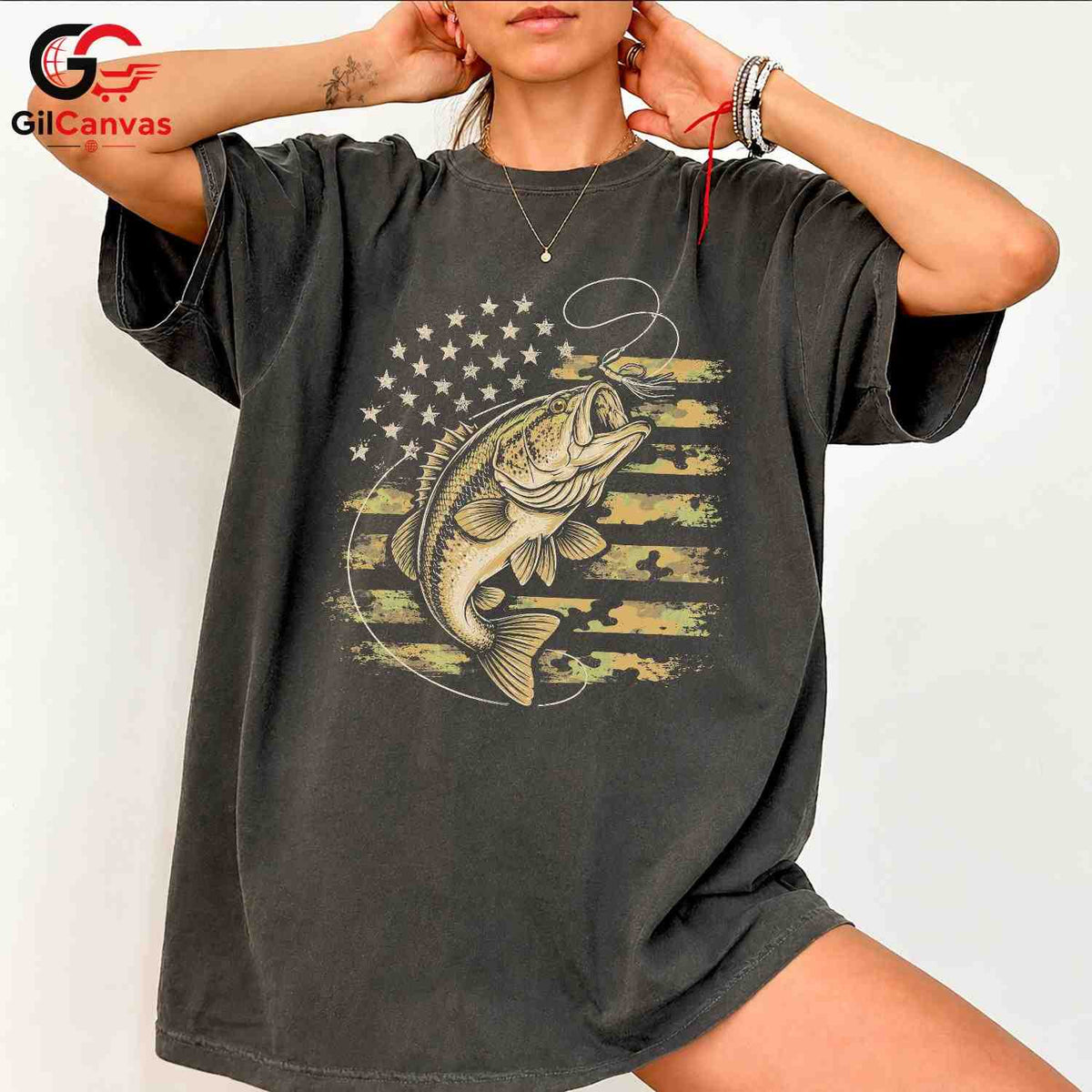 Bass Fishing Graphic T-Shirt Fathers Day Angler Outdoor Sport Unisex Apparel