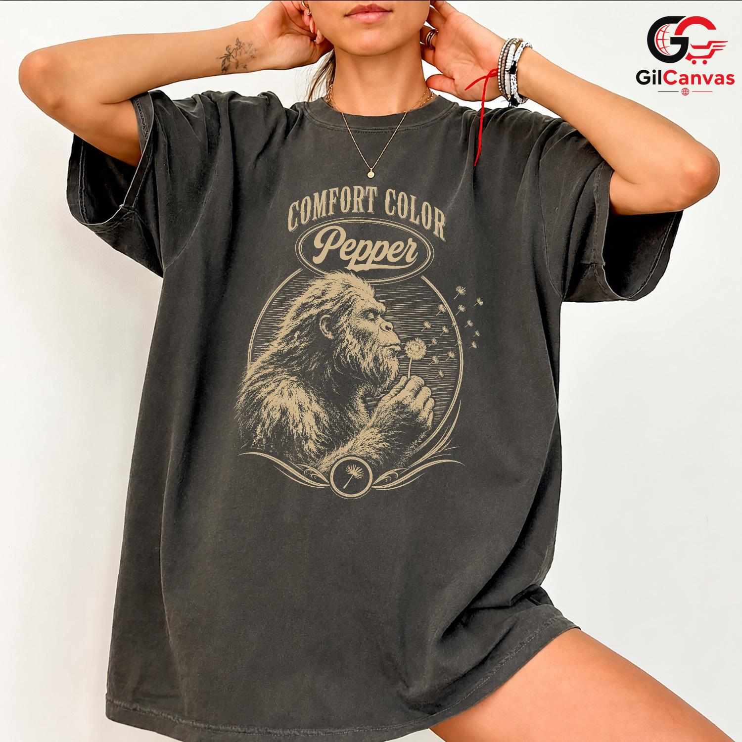 Bigfoot Dandelion Wish T-Shirt Cryptid Wilderness Art Unisex Graphic Apparel Tee