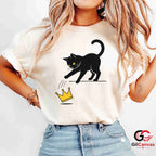 Black Cat Crown Graphic T-Shirt Cute Feline Lover Fun Unisex Casual Apparel
