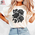 Black Floral Garden T-Shirt Unisex Fashionable Mothers Day Gift Graphic Shirt