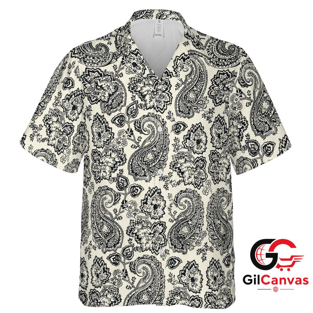 Black Floral Hawaiian Shirt For Summer Unisex Vacation Beach Wear Outfits