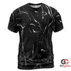 Black Marble Print 3D T-Shirt, Trendy Unisex Casual Graphic Tee Gift Everyday
