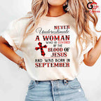 Blood Of Jesus September T-Shirt Unisex Christian Women Birthday Gift Idea