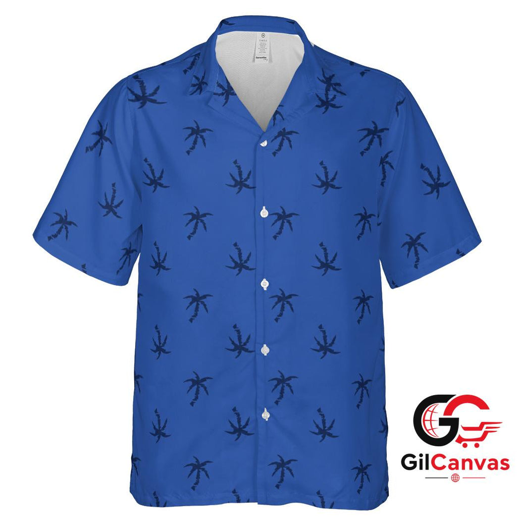 Blue Palm Tree Hawaiian Shirt Perfect For Unisex Summer Beach Vacation Casual