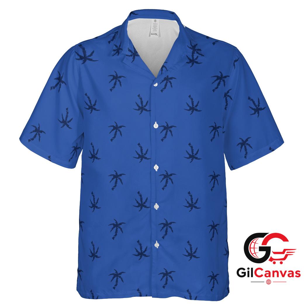 Blue Palm Tree Hawaiian Shirt Perfect For Unisex Summer Beach Vacation Casual