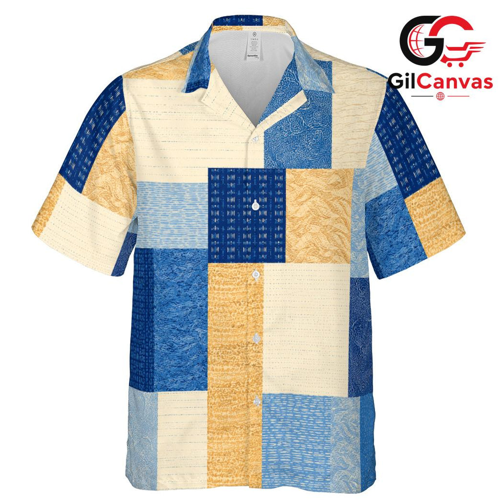 Blue Pattern Floral Shirt, Unisex Summer Vacation Beachwear Casual Apparel